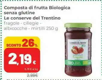 Coop Le conserve del trentino Composta Di Frutta Biologica Senza Glutine offerta