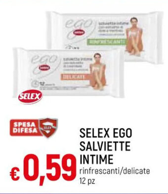 IperFamila SELEX EGO SALVIETTE INTIME rinfrescanti/delicate 12 pz offerta