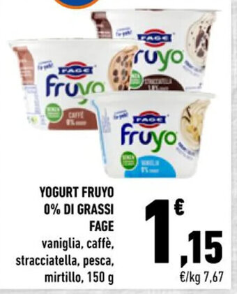 Conad YOGURT FRUYO 0% DI GRASSI FAGE vaniglia, caffè, stracciatella, pesca, mirtillo, 150 g offerta