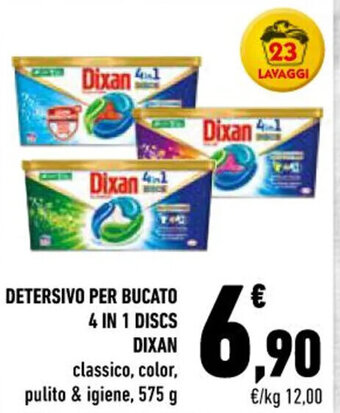 Conad DETERSIVO PER BUCATO 4 IN 1 DISCS DIXAN classico, color, pulito & igiene, 575 g offerta