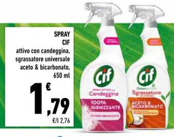 Conad SPRAY CIF attivo con candeggina, sgrassatore universale aceto & bicarbonato, 650 ml offerta