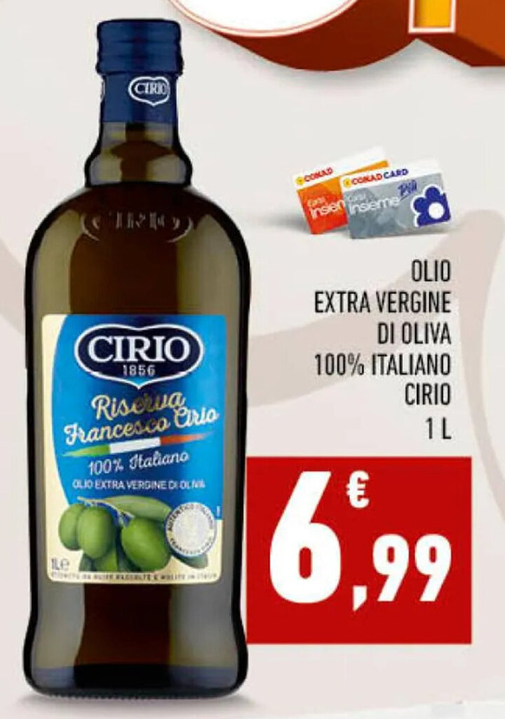 Conad OLIO EXTRA VERGINE DI OLIVA 100% ITALIANO CIRIO 1L offerta