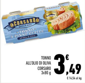 Conad TONNO ALL'OLIO DI OLIVA CORSARO 3x80 g offerta