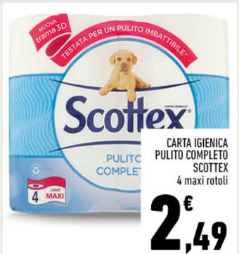 Conad CARTA IGIENICA PULITO COMPLETO SCOTTEX 4 maxi rotoli offerta