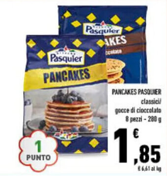 Conad PANCAKES PASQUIER classicil gocce di cioccolato 8 pezzi - 280 g offerta