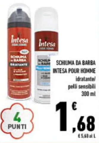 Conad SCHIUMA DA BARBA INTESA POUR HOMME idratante/ pelli sensibili 300 ml offerta