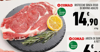 Conad BISTECCHE SENZA OSSO DI BOVINO ADULTO offerta