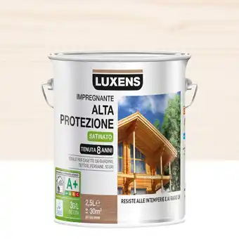 Impregnante per legno da esterno a base acqua luxens bianco, 2.5 lt, 8 anni di protezione