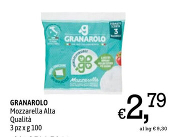 A&O GRANAROLO Mozzarella Alta Qualità 3 pz x g 100 offerta