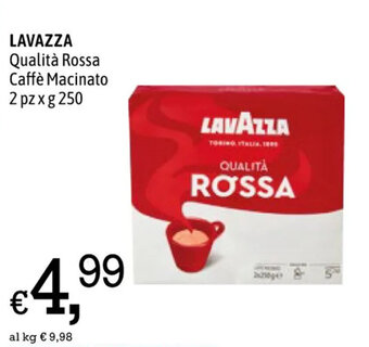A&O LAVAZZA Qualità Rossa Caffè Macinato 2 pz x g 250 offerta