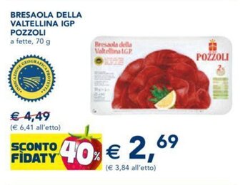 Esselunga BRESAOLA DELLA VALTELLINA IGP POZZOLI a fette, 70 g offerta