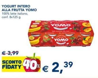 YOGURT INTERO ALLA FRUTTA YOMO 100% latte italiano, conf. 8x125 g