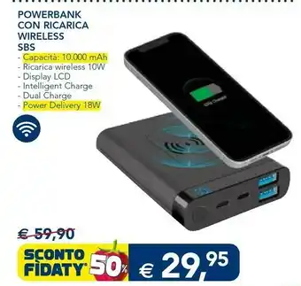 Esselunga Sbs Powerbank Con Ricarica Wireless offerta
