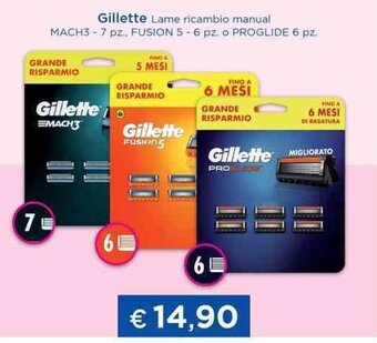 Acqua & Sapone Gillette Lame ricambio manual MACH3 - 7 pz., FUSION 5 - 6 pz. o PROGLIDE 6 pz offerta