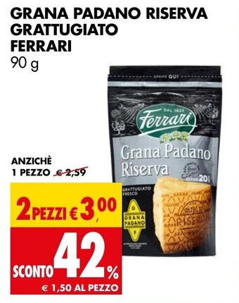 Tigros GRANA PADANO RISERVA GRATTUGIATO FERRARI 90 g offerta