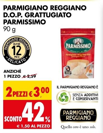 Tigros PARMIGIANO REGGIANO D.O.P. GRATTUGIATO PARMISSIMO 90 g offerta
