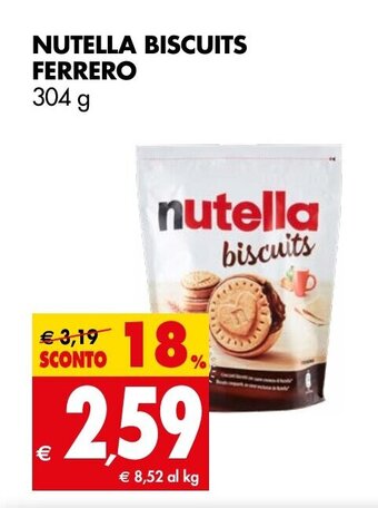 Tigros NUTELLA BISCUITS FERRERO 304 g offerta