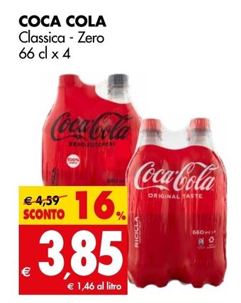 Tigros COCA COLA Classica - Zero 66 cl x 4 offerta