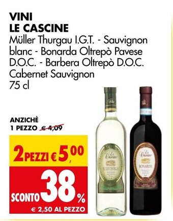 Tigros VINI LE CASCINE Müller Thurgau I.G.T. - Sauvignon blanc 75 cl offerta