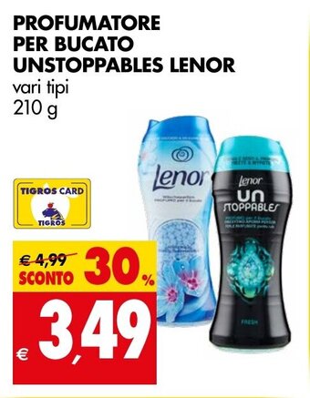 Tigros PROFUMATORE PER BUCATO UNSTOPPABLES LENOR vari tipi 210 g offerta