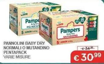 PANNOLINI BABY DRY NORMALI O MUTANDINO PENTAPACK VARIE MISURE