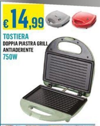 Satur TOSTIERA DOPPIA PIASTRA GRILL ANTIADERENTE 750W offerta