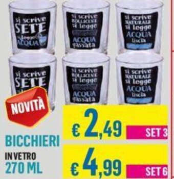 Satur BICCHIERI IN VETRO 270 ML Set 6 offerta