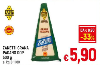A&O ZANETTI GRANA PADANO DOP 500 g offerta