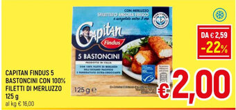 A&O CAPITAN FINDUS 5 BASTONCINI CON 100% FILETTI DI MERLUZZO 125 g offerta