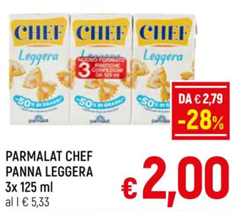 A&O PARMALAT CHEF PANNA LEGGERA 3x 125 ml offerta