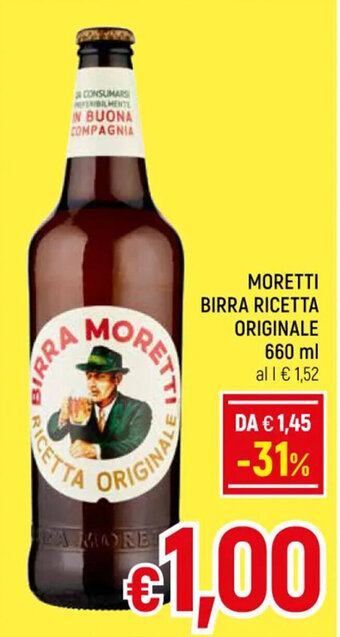 A&O MORETTI BIRRA RICETTA ORIGINALE 660 ml offerta