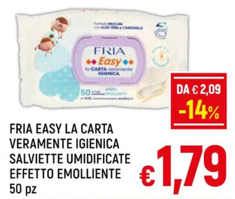 A&O FRIA EASY LA CARTA VERAMENTE IGIENICA SALVIETTE UMIDIFICATE EFFETTO EMOLLIENTE 50 pz offerta