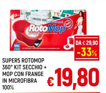 A&O SUPER5 ROTOMOP 360° KIT SECCHIO + MOP CON FRANGE IN MICROFIBRA 100% offerta