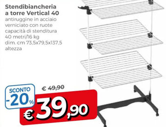 A&O Stendibiancheria a torre Vertical 40 offerta