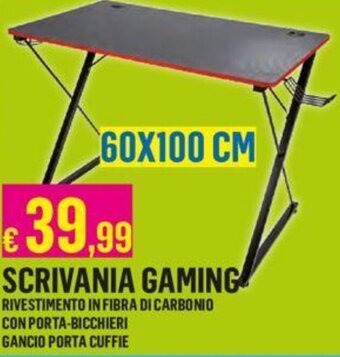 Satur SCRIVANIA GAMING 60X100 CM offerta