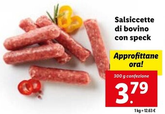 Lidl Salsiccette di bovino con speck 300 g confezione offerta
