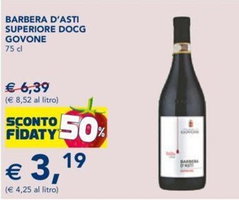 Esselunga BARBERA D'ASTI SUPERIORE DOCG GOVONE 75 cl offerta