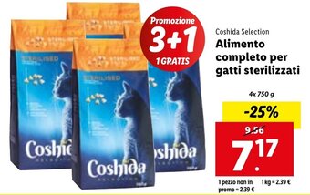 Lidl Coshida Selection Alimento completo per gatti sterilizzati 4x750 g offerta