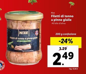 Lidl Nixe Filetti di tonno a pinne gialle 200 g confezione offerta