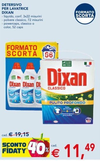 Esselunga DETERSIVO PER LAVATRICE DIXAN - liquido, conf. 3x22 misurini offerta