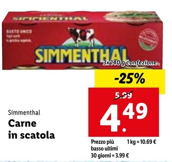Lidl Simmenthal Carne in scatola 3x140 g confezione offerta