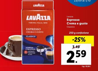 Lidl Lavazza Espresso Crema e gusto 250 g confezione offerta