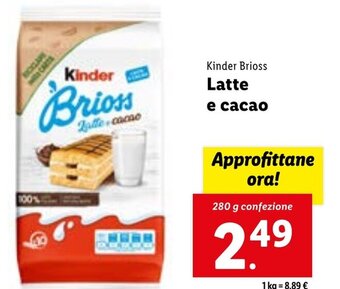 Lidl Kinder Brioss Latte e cacao 280 g confezione offerta