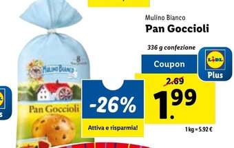 Lidl Mulino Bianco Pan Goccioli 336 g confezione offerta