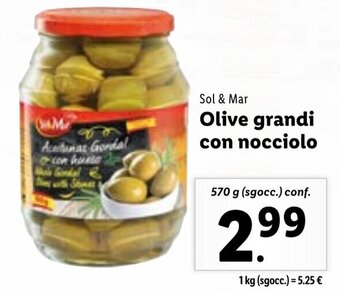 Lidl Sol & Mar Olive grandi con nocciolo 570 g (sgocc.) conf. offerta
