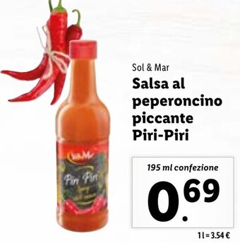 Lidl Sol & Mar Salsa al peperoncino piccante Piri-Piri 195 ml confezione offerta