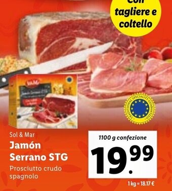 Lidl Sol & Mar Jamón Serrano STG 1100 g confezione offerta