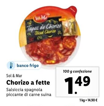 Lidl Sol & Mar Chorizo a fette 100 g confezione offerta
