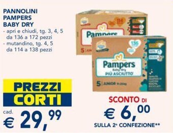 Esselunga PANNOLINI PAMPERS BABY DRY offerta