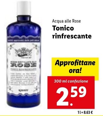 Lidl Acqua alle Rose Tonico rinfrescante 300 ml confezione offerta